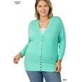 thumbnail image 1 of TheLovely Women & Plus Front V-Neck Classic Thin Snap Button Down 3/4 Sleeve Ribbed Knit Cardigan, 1 of 4