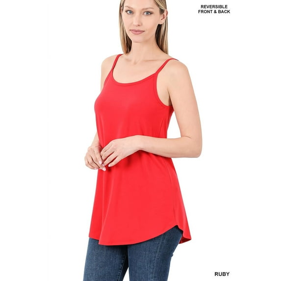 TheLovely Women & Plus Front and Back Reversible Spaghetti Strap Flowy Cami Tank Tops