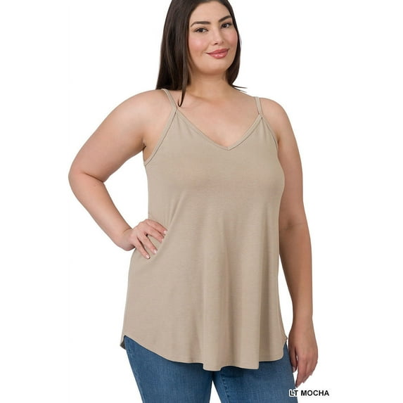 TheLovely Women & Plus Front and Back Reversible Spaghetti Strap Flowy Cami Tank Tops