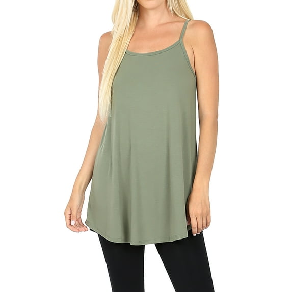 TheLovely Women & Plus Front and Back Reversible Spaghetti Strap Flowy Cami Tank Tops