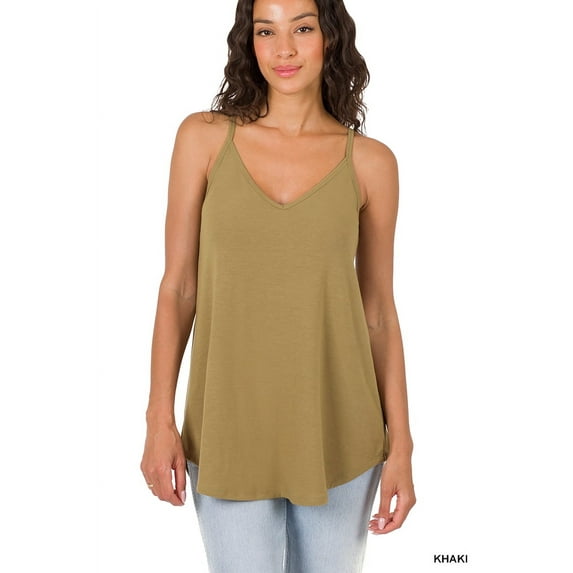 TheLovely Women & Plus Front and Back Reversible Spaghetti Strap Flowy Cami Tank Tops