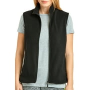 TheLovely Women & Plus Lightweight Full Zip Up Soft Polar Fleece Vest Jacket (Black, S)