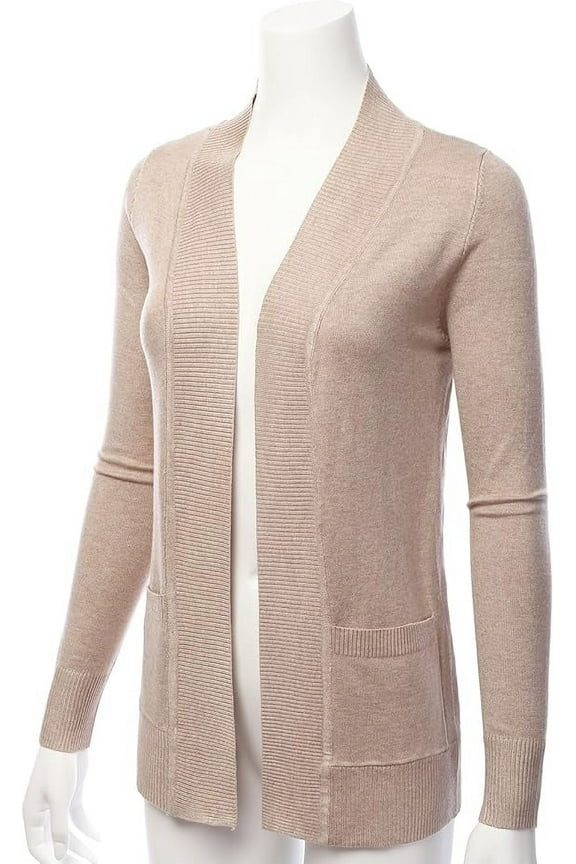 Women & Plus Open Front Drape Classic Knit Cardigan With Pockets
