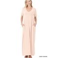 thumbnail image 1 of TheLovely Women & Plus Relaxed Fit V-Neck Short Sleeve Full Length Maxi Long Dress w/ Side Pockets, 1 of 3