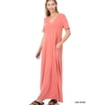 thumbnail image 1 of TheLovely Women & Plus Relaxed Fit V-Neck Short Sleeve Full Length Maxi Long Dress w/ Side Pockets, 1 of 3