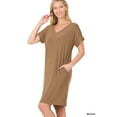 thumbnail image 1 of TheLovely Women & Plus Rolled Short Sleeve V-Neck Midi Trapeze Tunic Dress, 1 of 3
