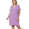 thumbnail image 1 of TheLovely Women & Plus Rolled Short Sleeve V-Neck Midi Trapeze Tunic Dress, 1 of 3