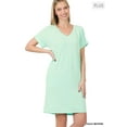 thumbnail image 1 of TheLovely Women & Plus Rolled Short Sleeve V-Neck Midi Trapeze Tunic Dress, 1 of 3