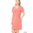 thumbnail image 1 of TheLovely Women & Plus Rolled Short Sleeve V-Neck Midi Trapeze Tunic Dress, 1 of 3