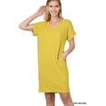 thumbnail image 1 of TheLovely Women & Plus Rolled Short Sleeve V-Neck Midi Trapeze Tunic Dress, 1 of 4