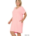 thumbnail image 1 of TheLovely Women & Plus Rolled Short Sleeve V-Neck Midi Trapeze Tunic Dress, 1 of 3