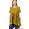 thumbnail image 1 of TheLovely Women & Plus Round Neck Brushed DTY Short Sleeve Ruched Tunic Blouse Top, 1 of 2
