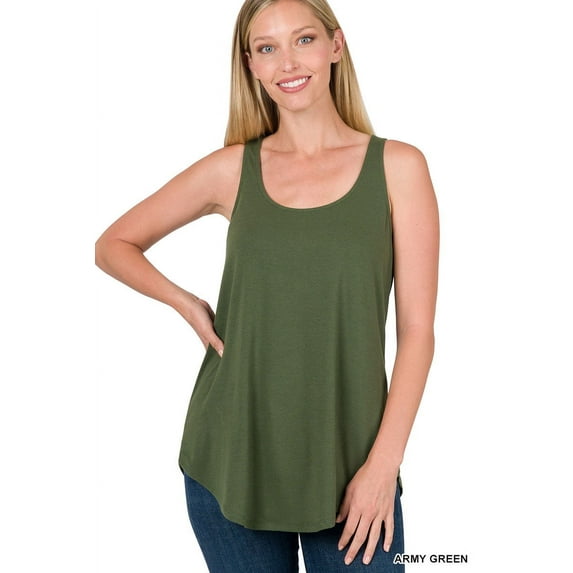 TheLovely Women & Plus Scoop Neck Sleeveless Round Hem Relaxed Fit Casual Tank Top