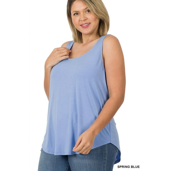 TheLovely Women & Plus Scoop Neck Sleeveless Round Hem Relaxed Fit Casual Tank Top