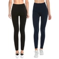 thumbnail image 1 of TheLovely Women & Plus Seamless High Waist Fleece Lined Warm Leggings (Black/Navy - One Size Regular), 1 of 4