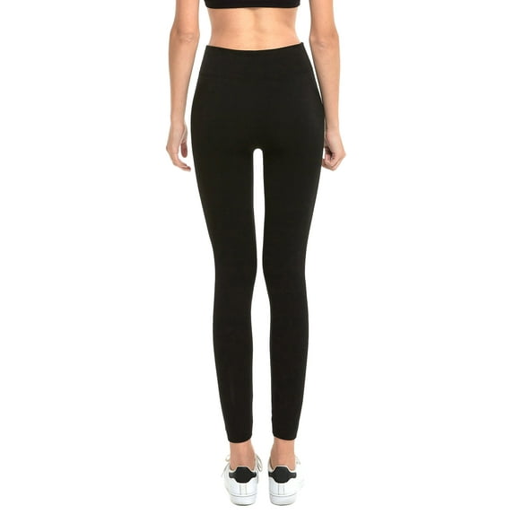 TheLovely Women & Plus Seamless High Waist Fleece Lined Warm Leggings (Black - One Size Regular)