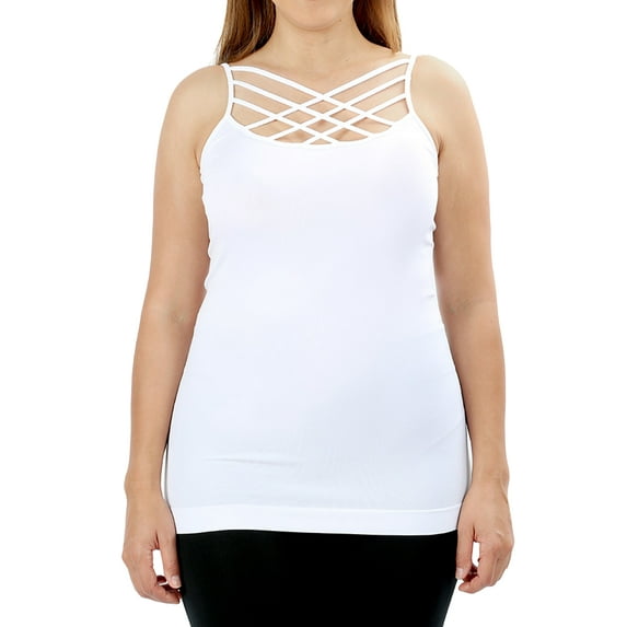 TheLovely Women & Plus Seamless Triple Criss Cross Front Long Cami Tank Top