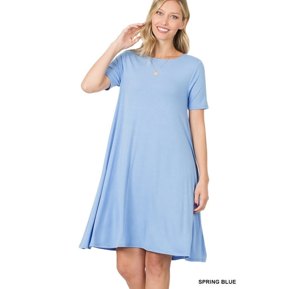 TheLovely Women & Plus Short Sleeve Flared T-Shirt Midi Dress with Side Pockets