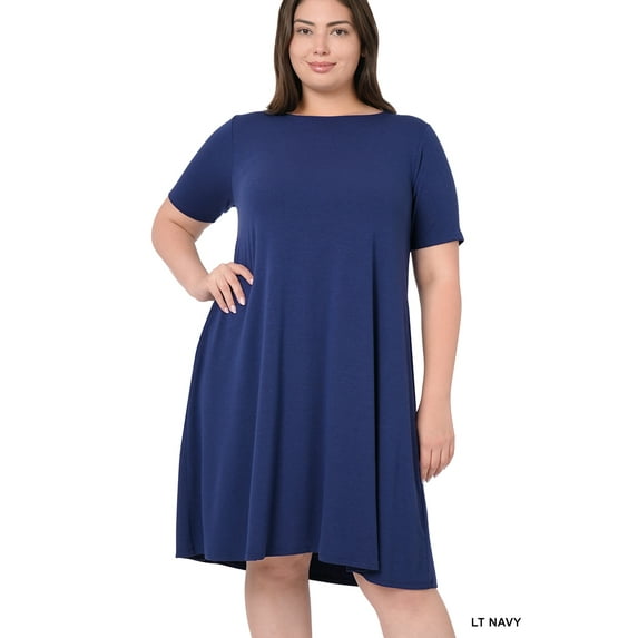 TheLovely Women & Plus Short Sleeve Flared T-Shirt Midi Dress with Side Pockets