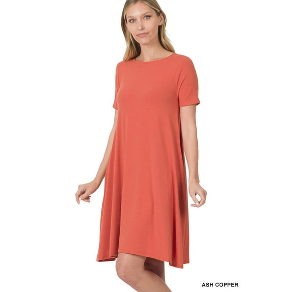 TheLovely Women & Plus Short Sleeve Flared T-Shirt Midi Dress with Side Pockets