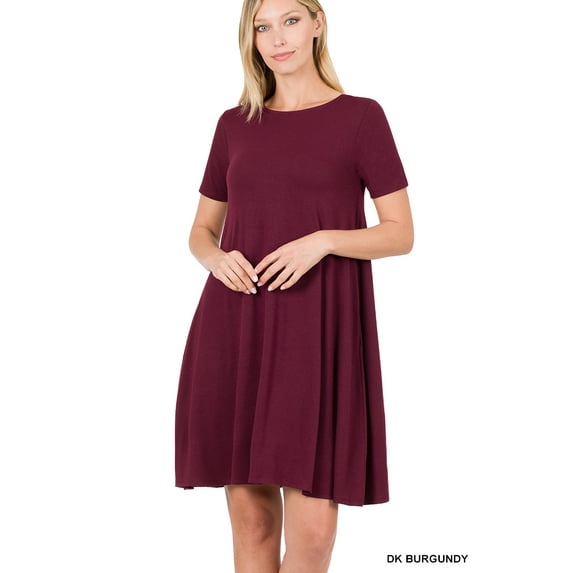 TheLovely Women & Plus Short Sleeve Flared T-Shirt Midi Dress with Side Pockets