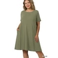 thumbnail image 1 of TheLovely Women & Plus Short Sleeve Flared T-Shirt Midi Dress with Side Pockets, 1 of 3