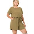 thumbnail image 1 of TheLovely Women & Plus Short Sleeve Romper with Elastic Waist & Keyhole Back Summer Loungewear, 1 of 4