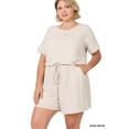 thumbnail image 1 of TheLovely Women & Plus Short Sleeve Romper with Elastic Waist & Keyhole Back Summer Loungewear, 1 of 5