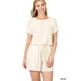 thumbnail image 1 of TheLovely Women & Plus Short Sleeve Romper with Elastic Waist & Keyhole Back Summer Loungewear, 1 of 5