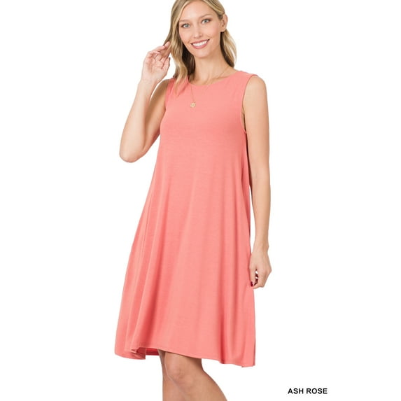 TheLovely Women & Plus Sleeveless Jersey Flared Swing Tank Dress with Side Pockets