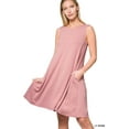 thumbnail image 1 of TheLovely Women & Plus Sleeveless Jersey Flared Swing Tank Dress with Side Pockets, 1 of 3