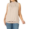 thumbnail image 1 of TheLovely Women & Plus Sleeveless Mock-TurtleNeck Pleated Top with Waistband, 1 of 4