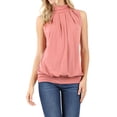 thumbnail image 1 of TheLovely Women & Plus Sleeveless Mock-TurtleNeck Pleated Top with Waistband, 1 of 4