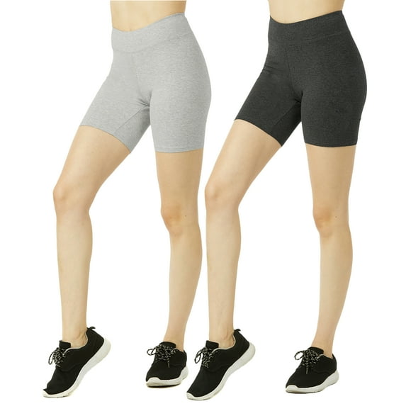 TheLovely Women & Plus Soft Cotton Active Stretch Outseam Workout Biker Shorts with Wide Wastband (15" Biker Shorts)