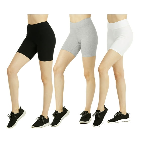 TheLovely Women & Plus Soft Cotton Active Stretch Outseam Workout Biker Shorts with Wide Wastband (15" Biker Shorts)