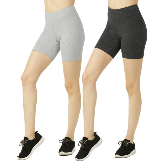 TheLovely Women & Plus Soft Cotton Active Stretch Outseam Workout Biker Shorts with Wide Wastband (15" Biker Shorts)