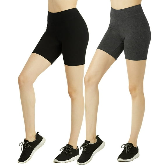 TheLovely Women & Plus Soft Cotton Active Stretch Outseam Workout Biker Shorts with Wide Wastband (15" Biker Shorts)