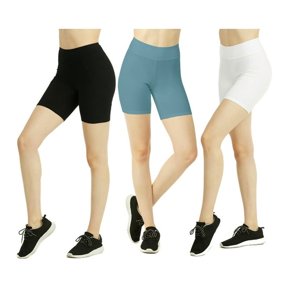 TheLovely Women & Plus Soft Cotton Active Stretch Outseam Workout Biker Shorts with Wide Wastband (15" Biker Shorts)
