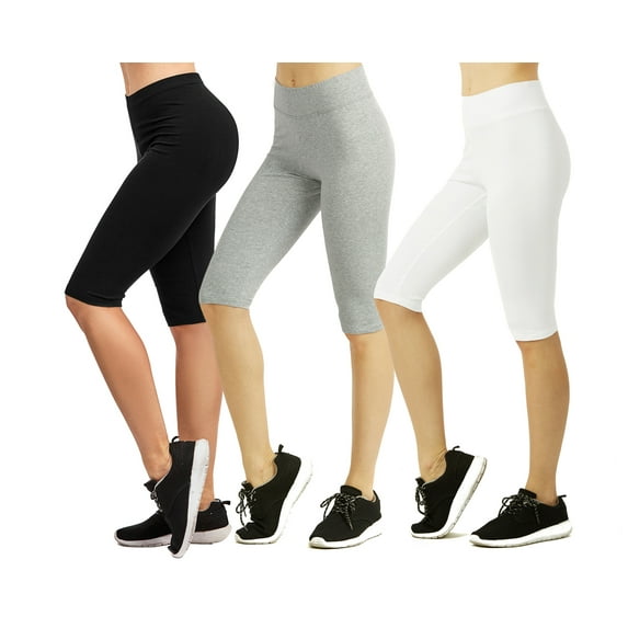 TheLovely Women & Plus Soft Cotton Active Stretch Outseam Workout Capri Shorts with Wide Wastband (21" Knee Length Shorts)