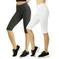 thumbnail image 1 of TheLovely Women & Plus Soft Cotton Active Stretch Outseam Workout Capri Shorts with Wide Wastband (21" Knee Length Shorts), 1 of 6