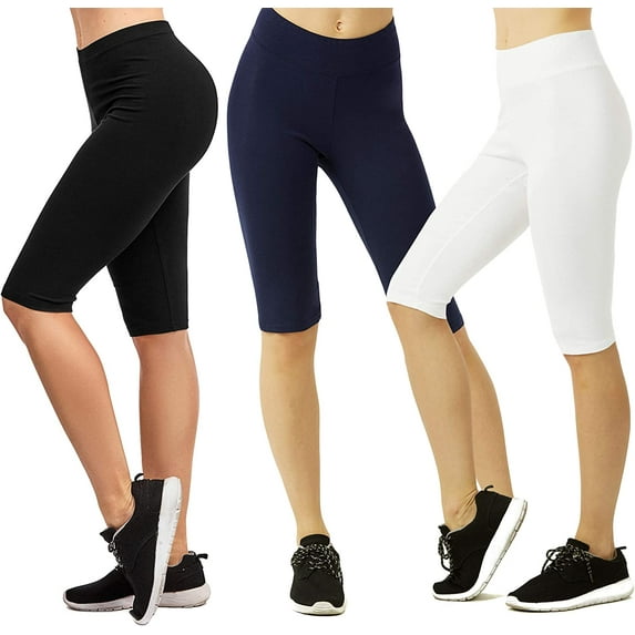 TheLovely Women & Plus Soft Cotton Active Stretch Workout Biker Shorts (21") with Wide Wastband