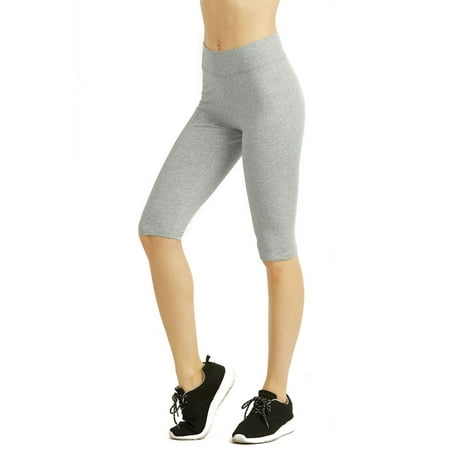 TheLovely Women & Plus Soft Cotton Active Stretch Workout Biker Shorts (21") with Wide Wastband