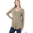 thumbnail image 1 of TheLovely Women & Plus Soft Luxe Rayon Long Sleeve Dolphin Hem V-Neck Tee Shirt Top, 1 of 4