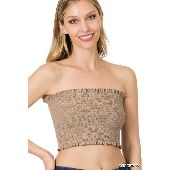 TheLovely Women & Plus Strapless Ruched Smocked Tube Bandeau Bra Top