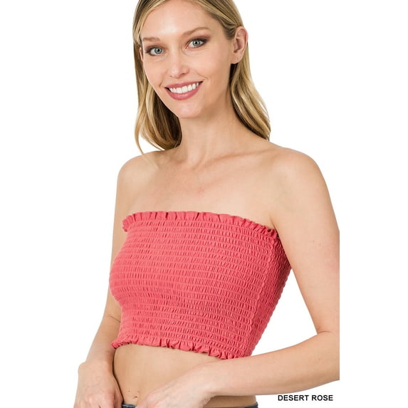 TheLovely Women & Plus Strapless Ruched Smocked Tube Bandeau Bra Top