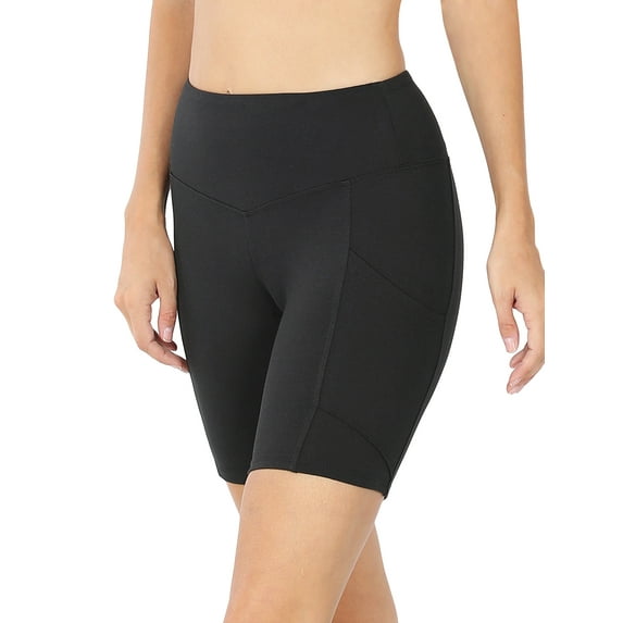 TheLovely Women & Plus Workout Yoga Running Compression Exercise Biker Shorts with Side Pockets