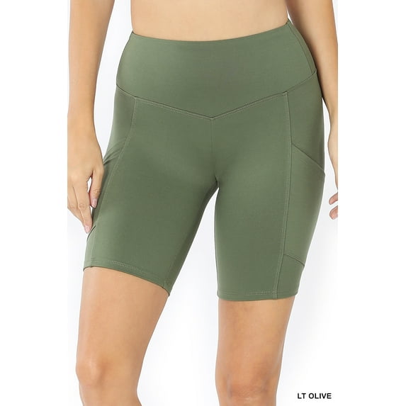 TheLovely Women & Plus Workout Yoga Running Compression Exercise Biker Shorts with Side Pockets