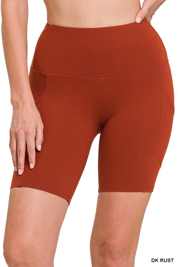 Women & Plus Workout Yoga Running Compression Exercise Biker Shorts with Side Pockets