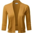 thumbnail image 1 of TheLovely Women's 3/4 Sleeve Solid Open Front Cropped Bolero Shurug Light Cardigan, 1 of 5