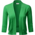 thumbnail image 1 of TheLovely Women's 3/4 Sleeve Solid Open Front Cropped Bolero Shurug Light Cardigan, 1 of 6